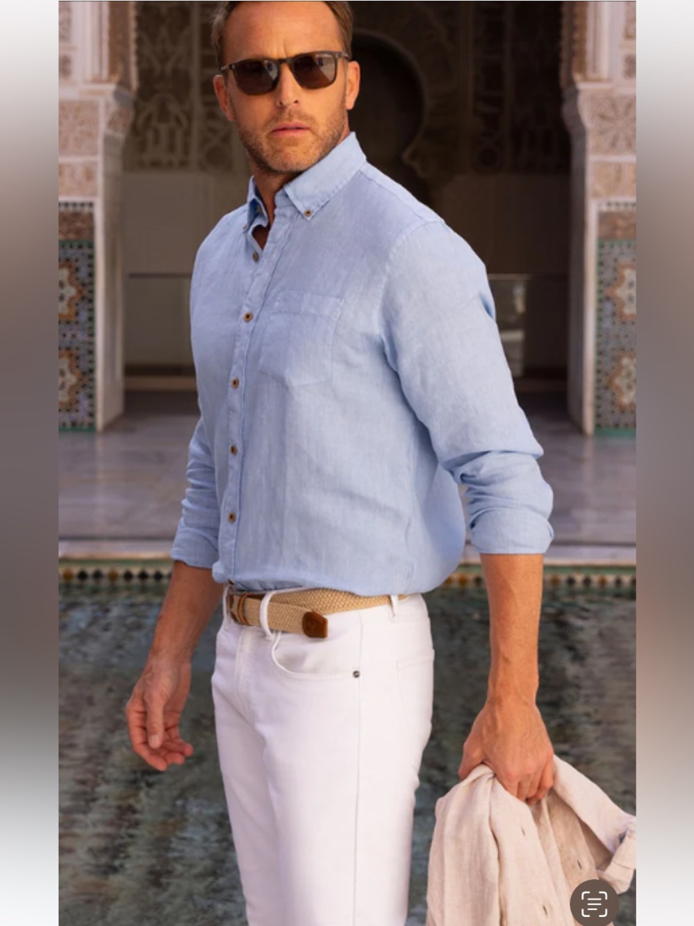 Tailor Vintage 100% Linen Pure Tech Cool Long Sleeve Button Down Shirt size L